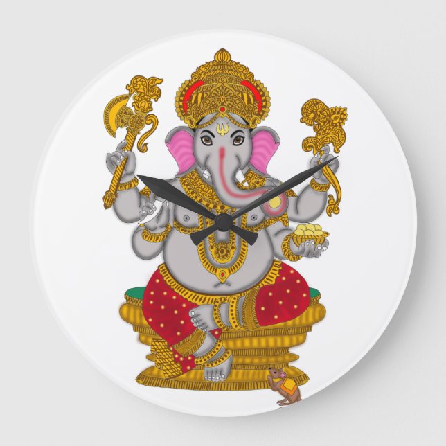 Lord Ganesha Clock Große Wanduhr (Vorderseite)