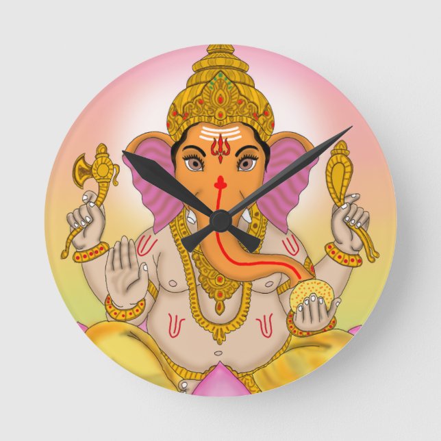 Lord Ganesha Clock Runde Wanduhr (Vorderseite)