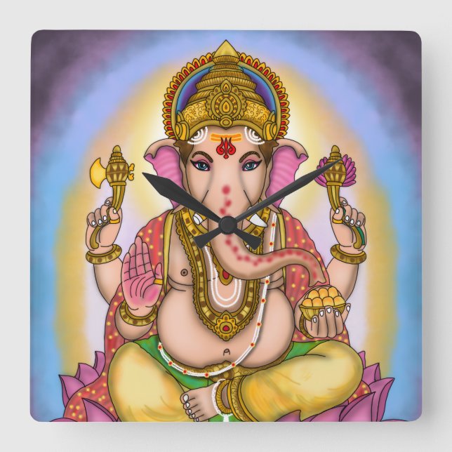 Lord Ganesha Dekorative Wanduhr (Vorderseite)