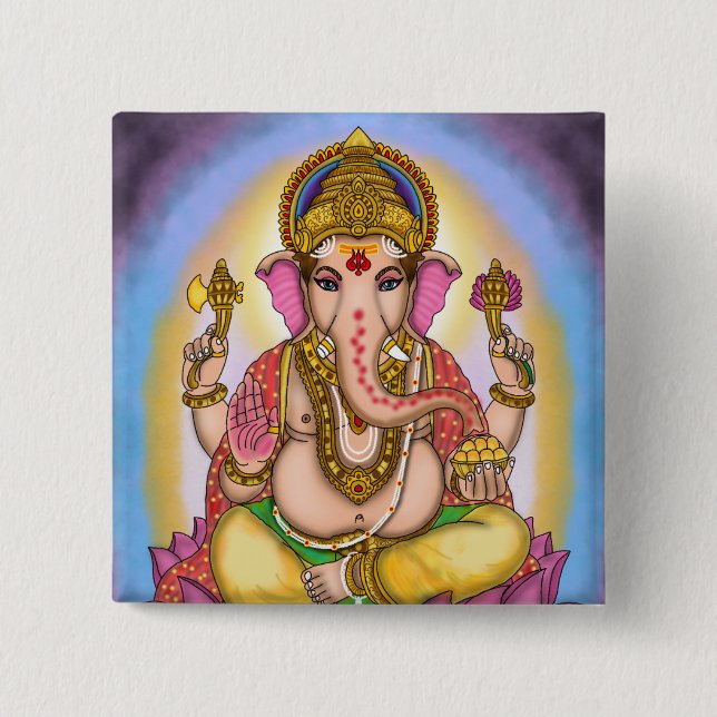 Lord Ganesha Designer Knöpfe Button (Vorderseite)