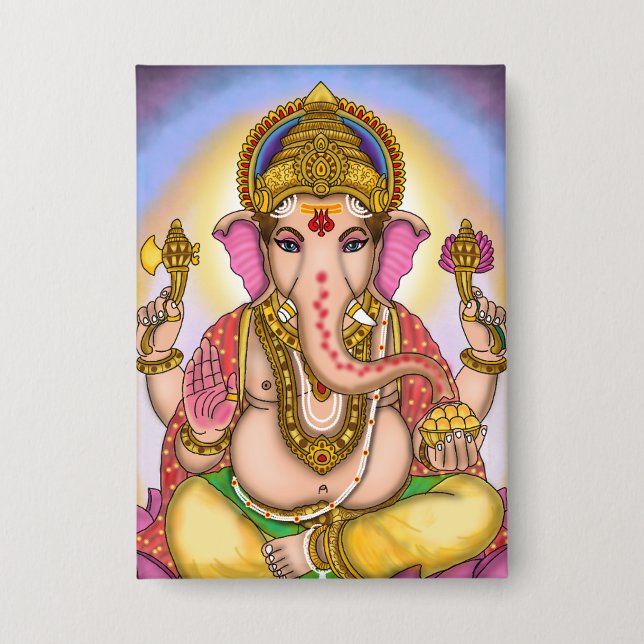 Lord Ganesha Designer Knöpfe Button (Vorderseite)