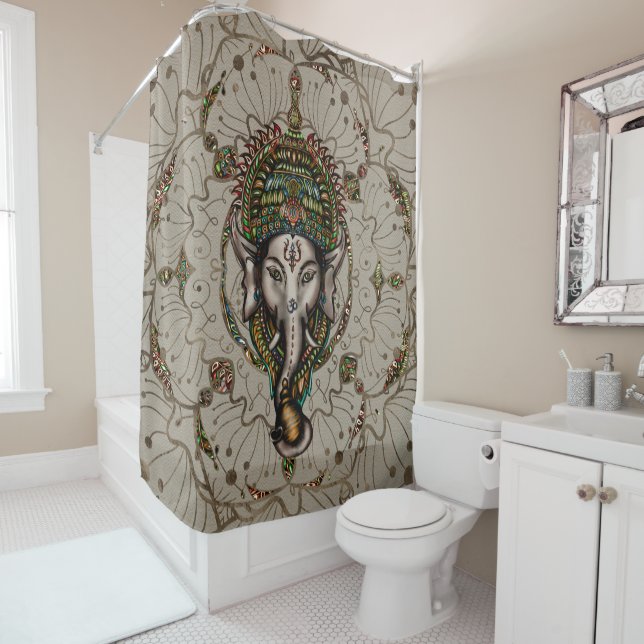 Lord Ganesha - Farbe auf Leinwand Duschvorhang (Beispiel)