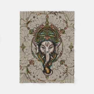 Lord Ganesha - Farbe auf Leinwand Fleecedecke