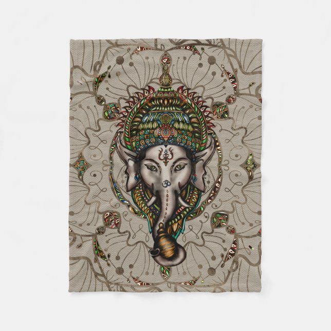 Lord Ganesha - Farbe auf Leinwand Fleecedecke (Vorderseite)
