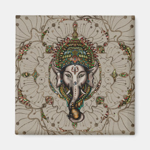 Lord Ganesha - Farbe auf Leinwand Magnet