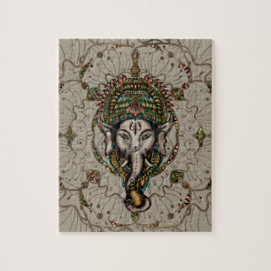Lord Ganesha - Farbe auf Leinwand Puzzle