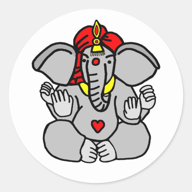 Lord Ganesha Hindu Runder Aufkleber (Vorderseite)