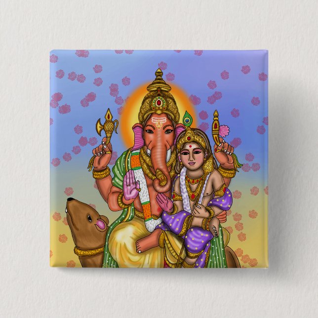 Lord Ganesha Knopf Button (Vorderseite)