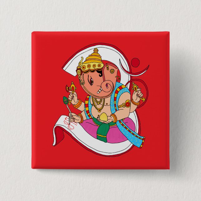 Lord Ganesha Knopf Button (Vorderseite)