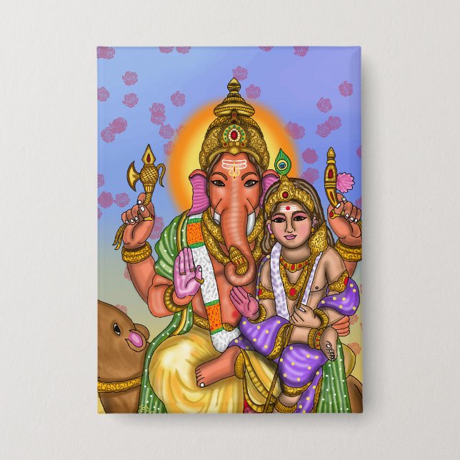 Lord Ganesha Knopf Button (Vorderseite)