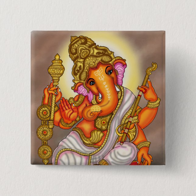 Lord Ganesha Knopf Button (Vorderseite)