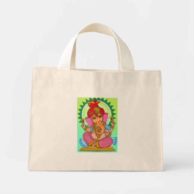 Lord Ganesha Leinwand-Tasche  Mini Stoffbeutel (Vorne)