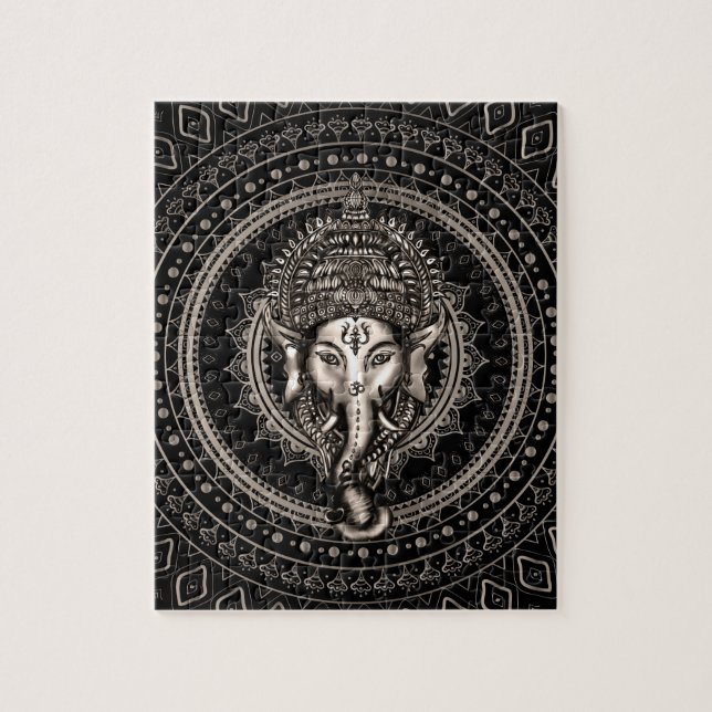 Lord Ganesha - Sepia-Schwarzes Puzzle (Vertikal)