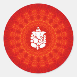 Lord Ganesha über Mandala Runder Aufkleber