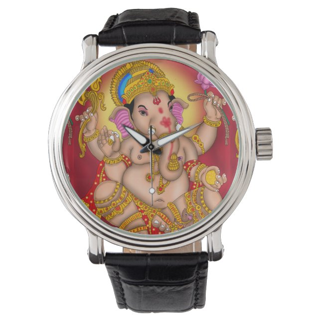 Lord Ganesha Wall Clock Armbanduhr (Vorderseite)