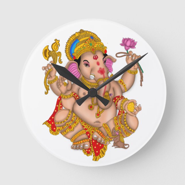 Lord Ganesha Wall Clock Runde Wanduhr (Vorderseite)