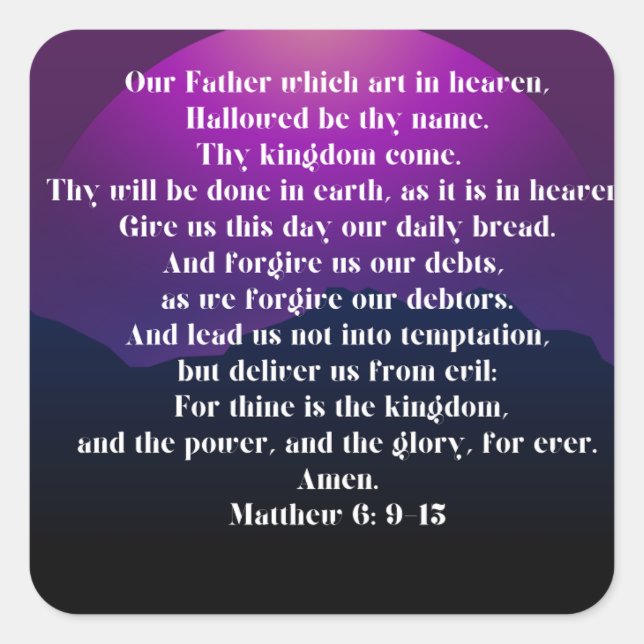 Lord Gebet Quadratischer Aufkleber (Vorderseite)