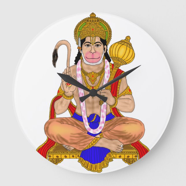 Lord Hanuman Clock Große Wanduhr (Vorderseite)