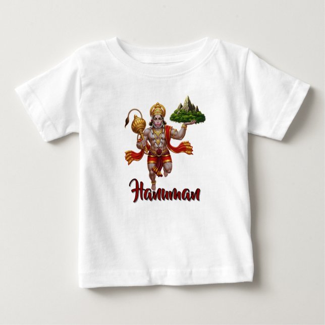 Lord Hanuman Flying Lifting Mountain Baby T-shirt (Vorderseite)