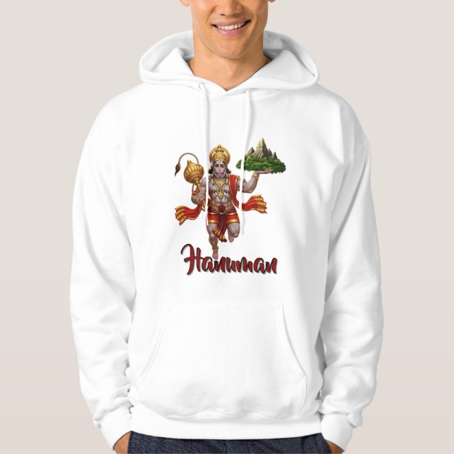 Lord Hanuman Flying Lifting Mountain Hoodie (Vorderseite)