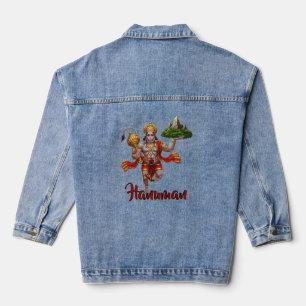 Lord Hanuman Flying Lifting Mountain Jeansjacke