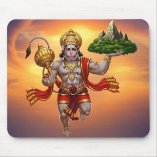 Lord Hanuman Flying Lifting Mountain Mousepad