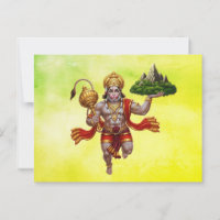 Lord Hanuman Flying Lifting Mountain