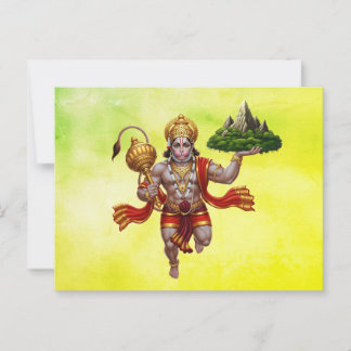Lord Hanuman Flying Lifting Mountain Postkarte