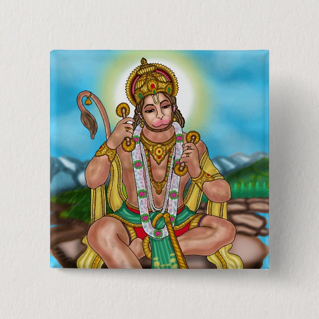 Lord Hanuman Knopf Button (Vorderseite)