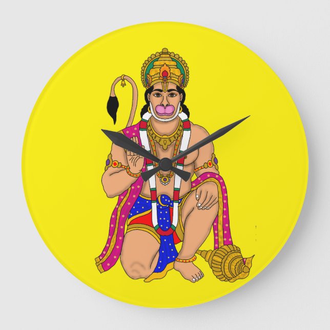 Lord Hanuman Wall Clock Große Wanduhr (Vorderseite)
