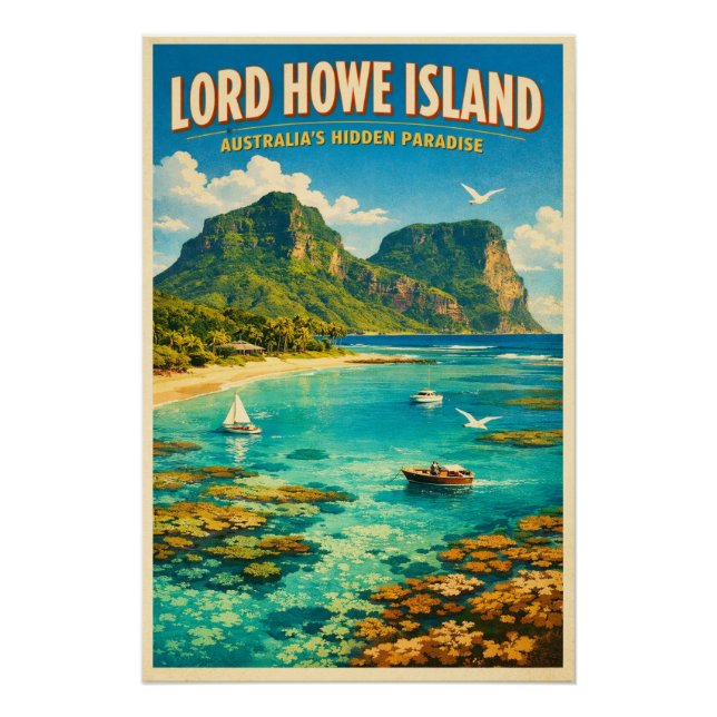 Lord Howe Island, Australia, in a classic retro Poster (Vorderseite)