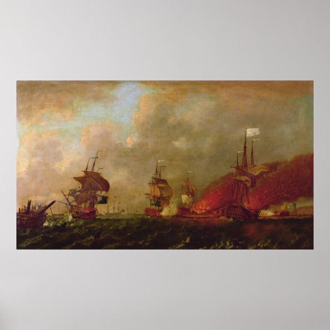 Lord Howe und Comte d'Estaing von Rhode Poster (Vorne)