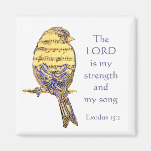 Lord is my Strength & Song Scripting Bird Music Magnet