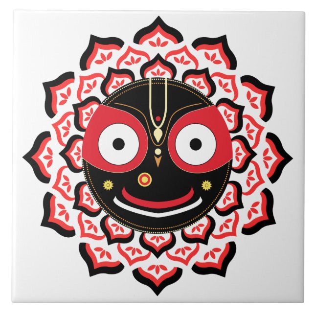 Lord Jagannath Face Chakra Hindu Deity Fliese (Vorderseite)