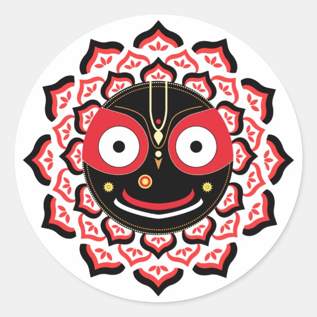 Lord Jagannath Face Chakra Hindu Deity Runder Aufkleber (Vorderseite)