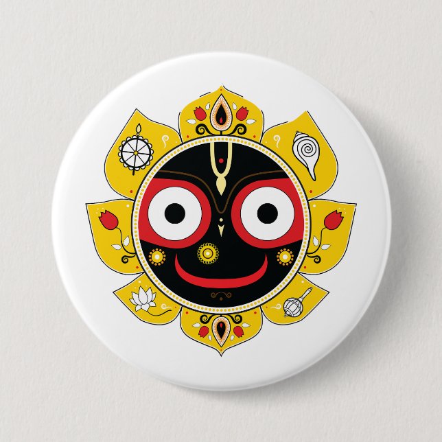 Lord Jagannath Face Hindu Deity Spiritual Button (Vorderseite)