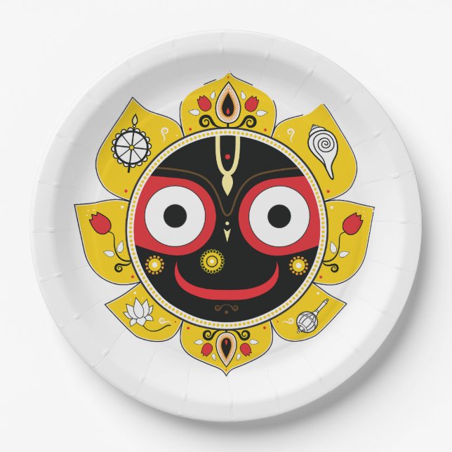 Lord Jagannath Face Hindu Deity Spiritual Pappteller (Vorderseite)