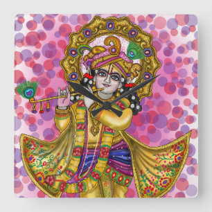 Lord Krishna Accessoires Quadratische Wanduhr