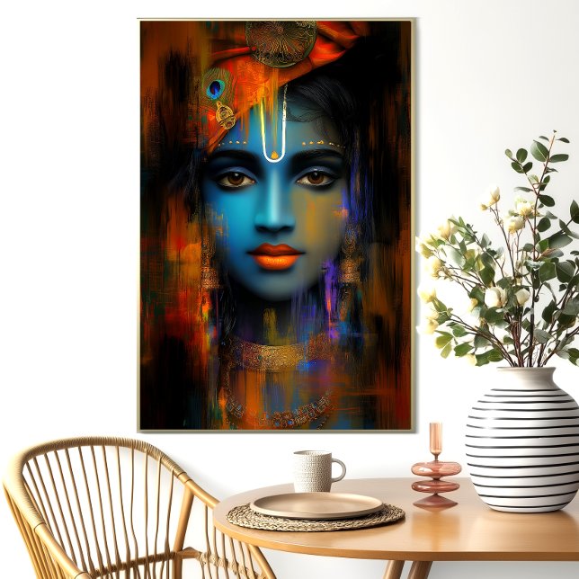 Lord Krishna Art Print: Abstrakte Hindu Art Poster (Von Creator hochgeladen)