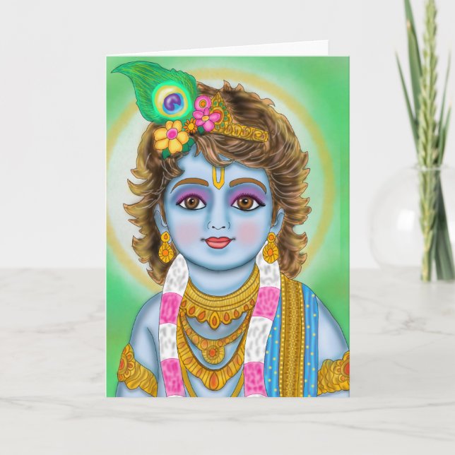 Lord Krishna Child Grußkarte Karte (Vorderseite)