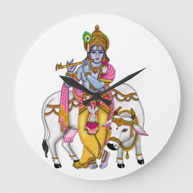 Lord Krishna Clock Große Wanduhr (Vorderseite)