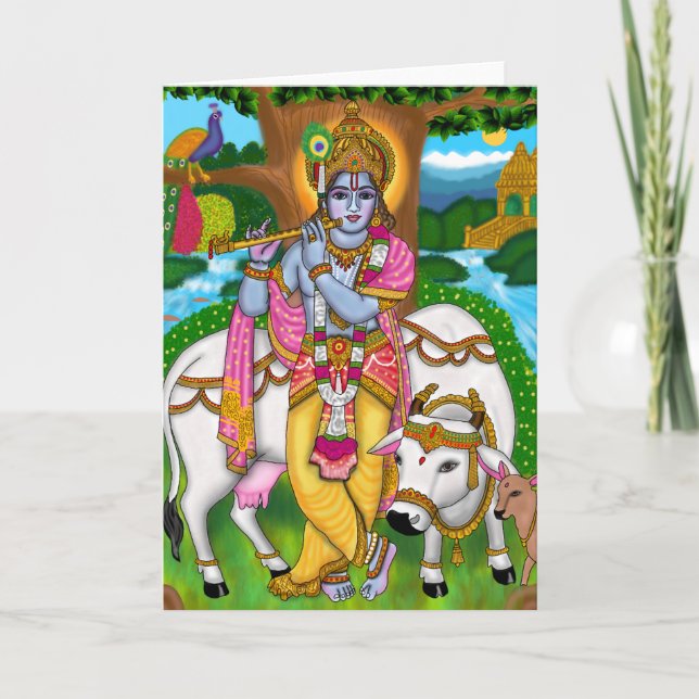Lord Krishna Grußkarte Karte (Vorderseite)