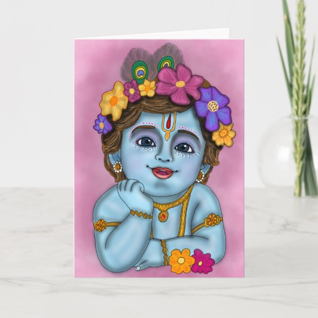 Lord Krishna Grußkarte Karte (Vorderseite)