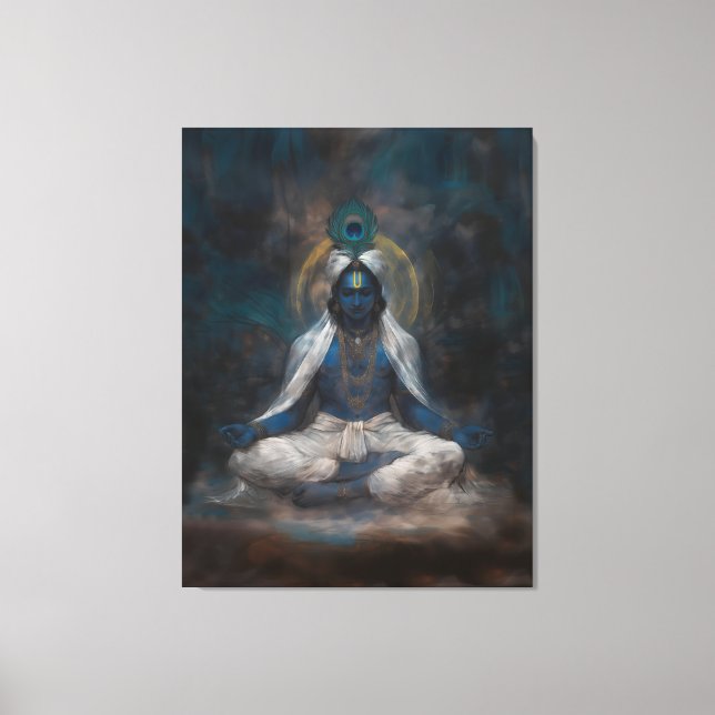 Lord Krishna in Meditation Leinwand Wall Art (Vorderseite)