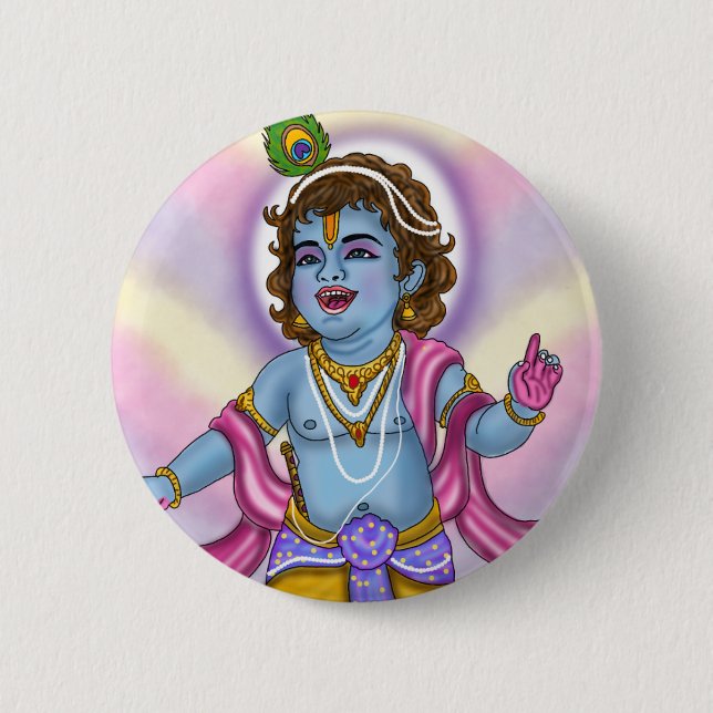 Lord Krishna Knopf Abzeichen Button (Vorderseite)
