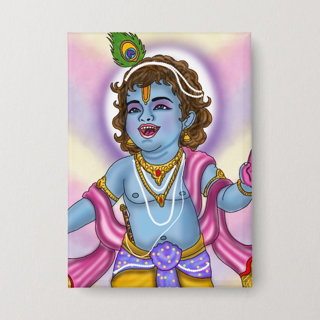 Lord Krishna Knopf Abzeichen Button (Vorderseite)