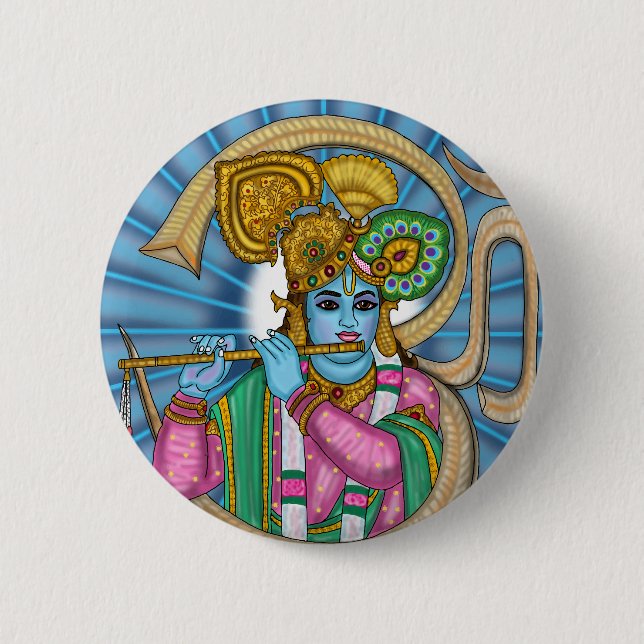 Lord Krishna Knopf Button (Vorderseite)