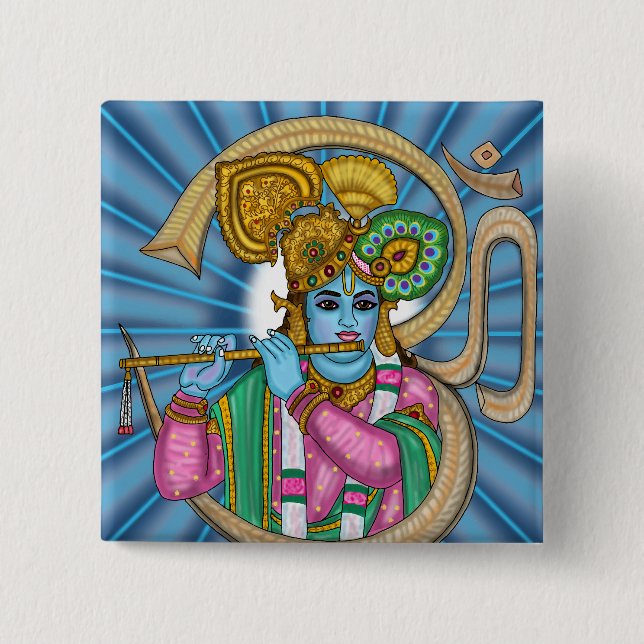 Lord Krishna Knopf Button (Vorderseite)