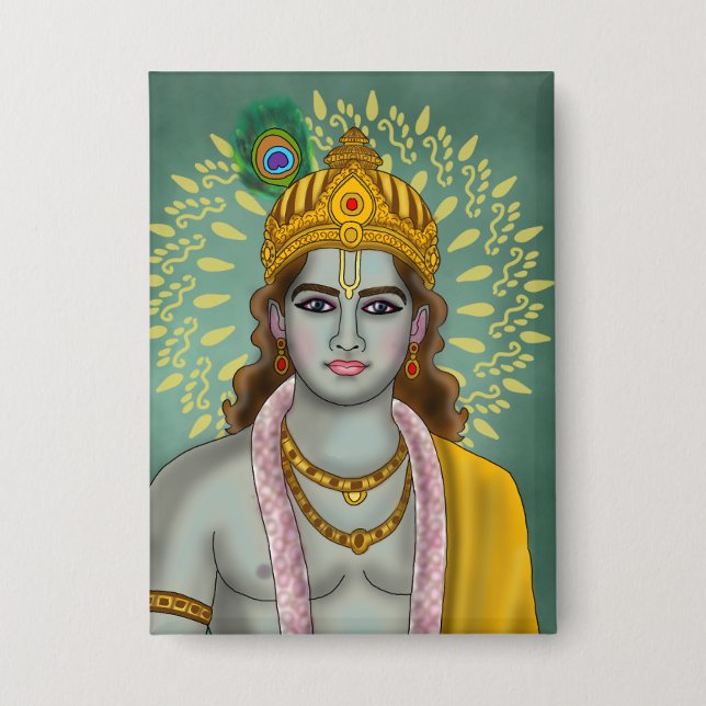 Lord Krishna Knopf Button (Vorderseite)