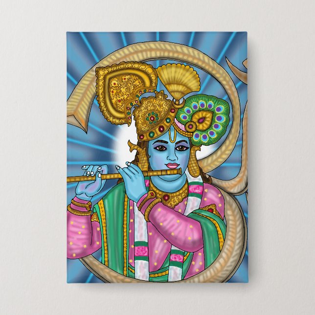 Lord Krishna Knopf Button (Vorderseite)